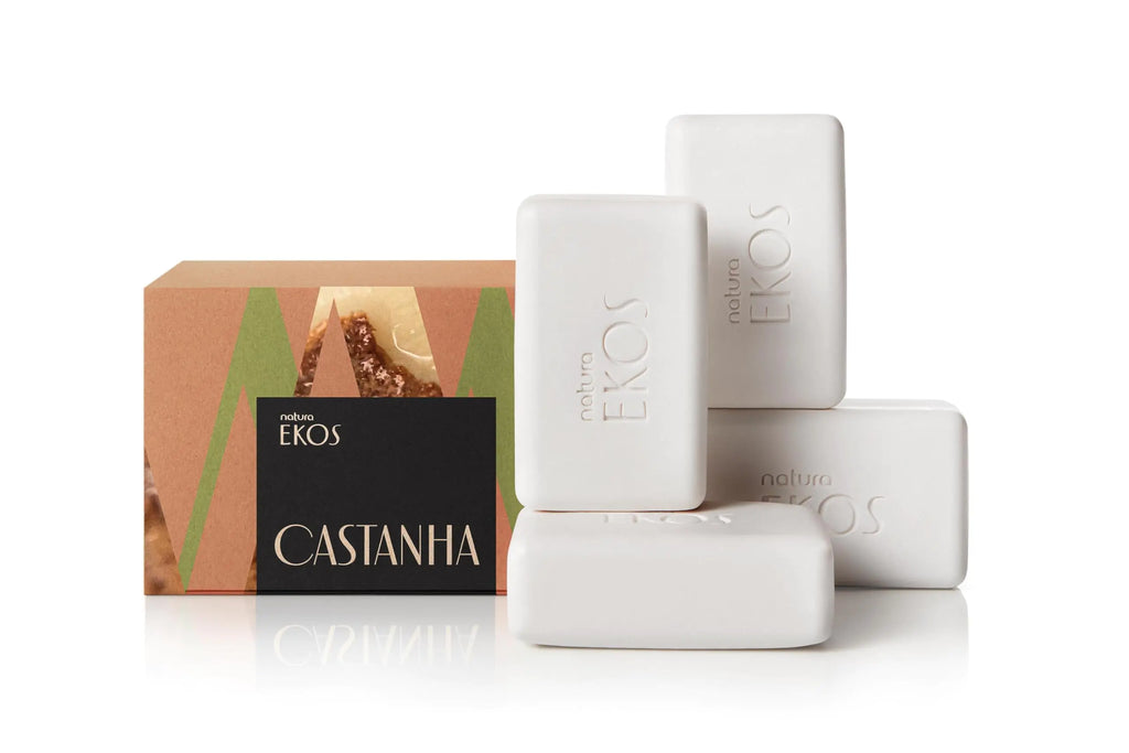 Natura - Ekos Castanha (Brazil Nut) Creamy Bar Soap Set (4 Pack) - 4 Creamy Soap Bars - 97% Natural - 100% Pure Plant Based Oils - Vegan Skin Care - Brazilian Beauty Secrets - Self Care - 3.5oz (100g)