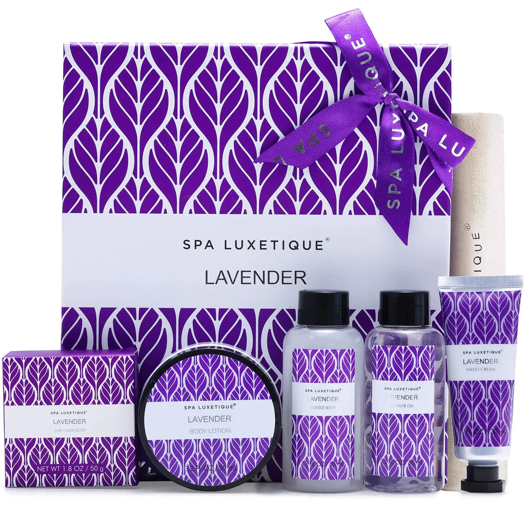 Spa Luxetique Lavender Spa Set Bath Set for Women Gift Relaxing Home Spa Kits Includes Body Lotion Shower Gel Bubble Bath Hand Cream Birthday Gifts for WomenMothers Day Gifts