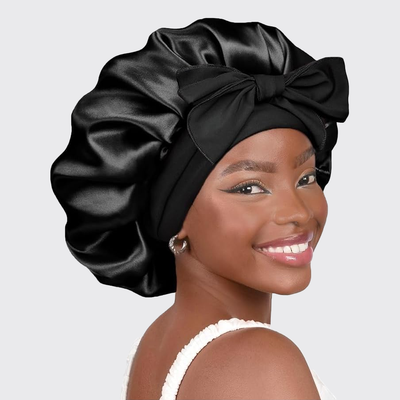 Adjustable Large Oversized Satin Bonnet- Blush