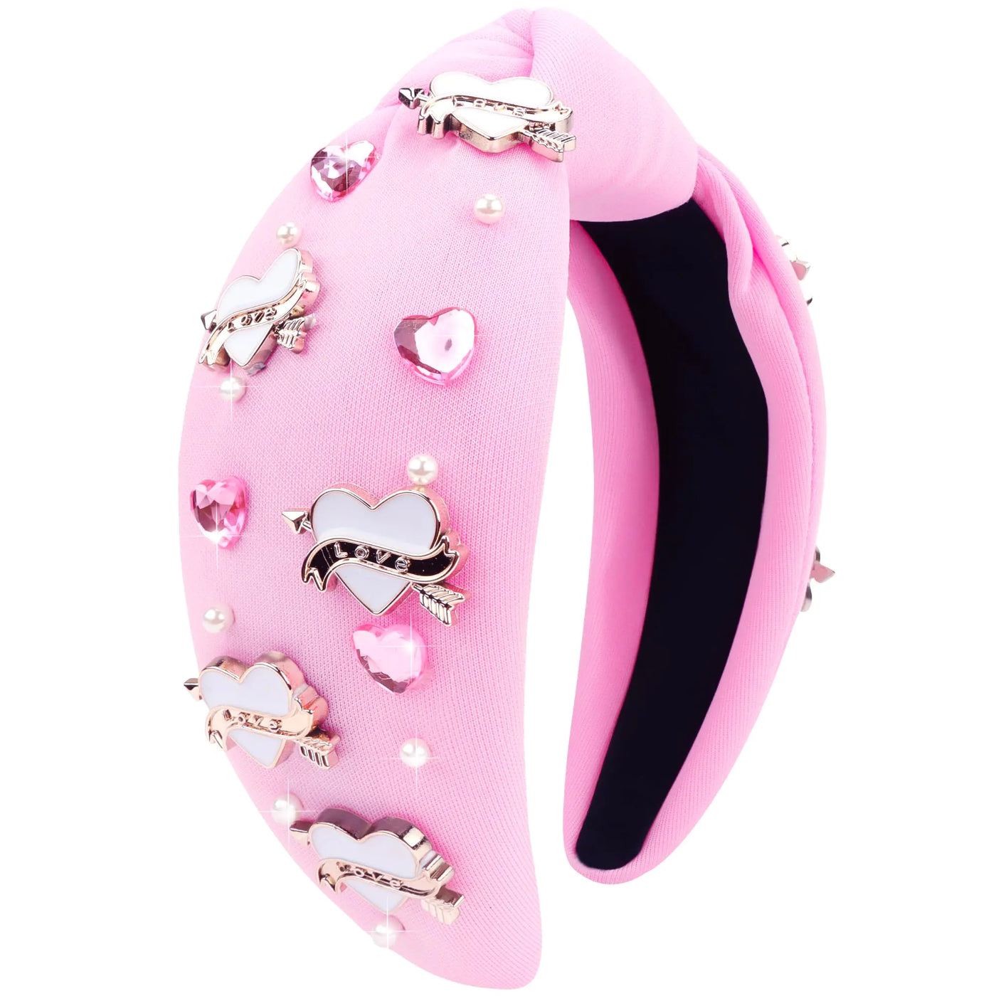 jewelled Wide Top Knot Headband in Pink