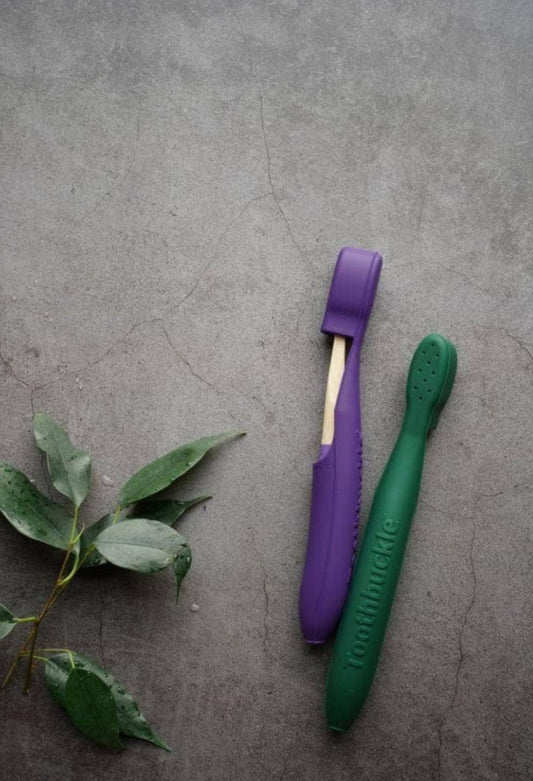 Green bamboo recyclable toothbrush with eco cover, Shipping calculated at Checkout.