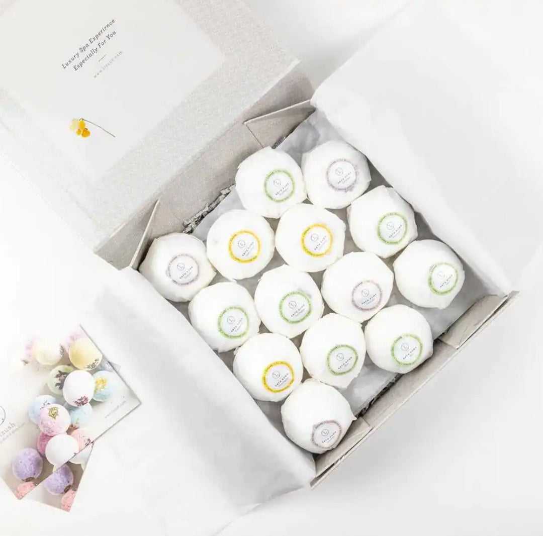 Bath Bombs Gift Box, Set of 14 Big 100% Natural Relaxing Bath Bombs