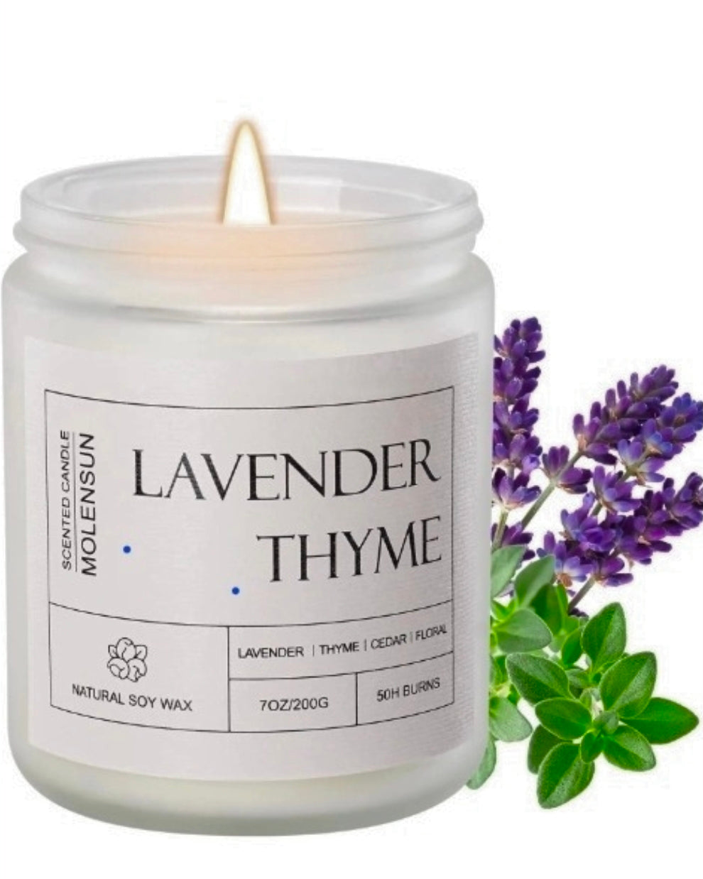 Scented Candles for Home Lavender Thyme Scented Candle Aromatherapy Jar Candle 7 oz 50 Hour Long Lasting Canles Soy Wax Candle Gift for Women