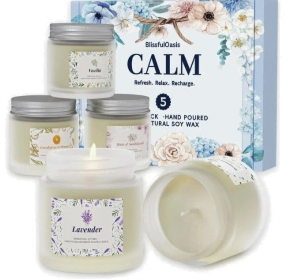 BlissfulOasis Scented Candles Long-Lasting Candles for Home Scented 5 Pack Scented Candles Candles for Women Natural & Safe Ingredients Candle Set for Birthday Christmas Festival