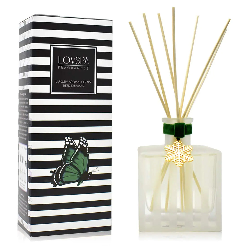 LOVSPA Snow Pine Reed Diffuser Set - Chritsmas Tree Scent Diffuser for Home - Long Lasting Fragrance - Non-Toxic Oil Reed Diffuser - Made in The USA