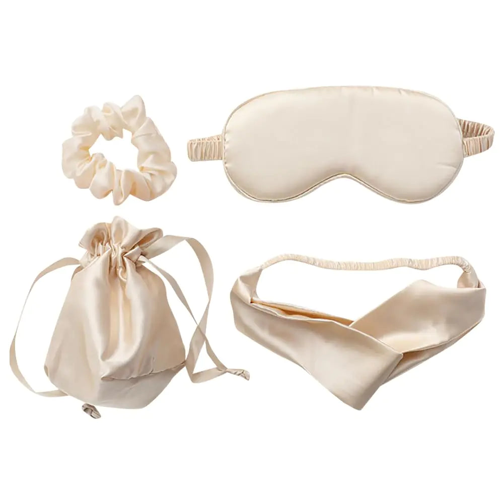 4 Piece Set Silky Sleep Eye Mask- Ivory