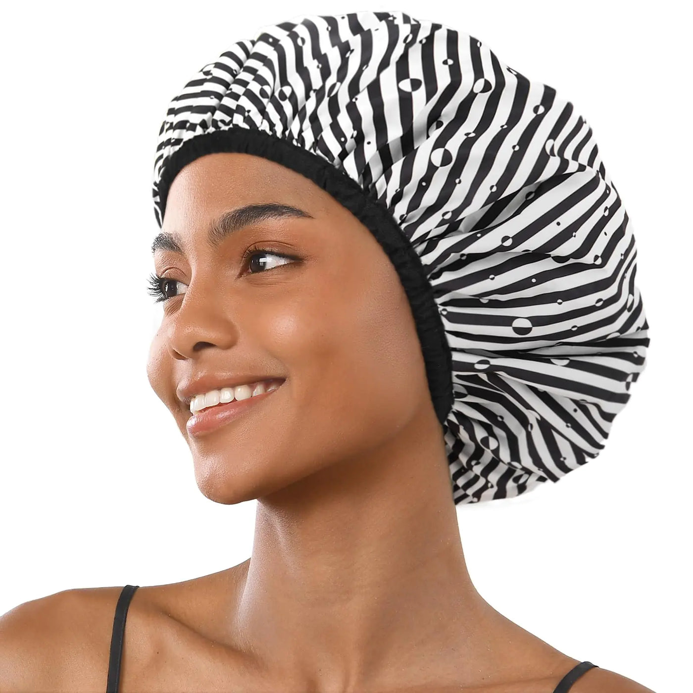 Reusable Double Layer Waterproof Shower Cap for Women - Non-Slip Shower Cap