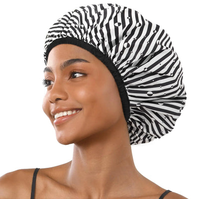 Reusable Double Layer Waterproof Shower Cap for Women - Non-Slip Shower Cap