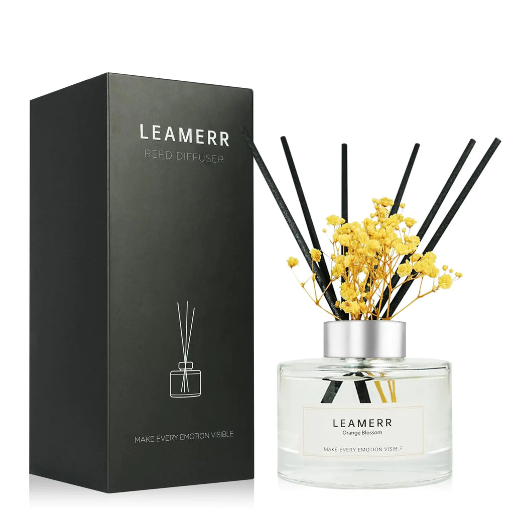 LEAMERR Reed Diffuser Set7 fl oz (210 ml) Orange Blossom Scent Oil Diffusers with 6 Reed SticksHome Fragrance Reed Diffuser for Bathroom Shelf Decor