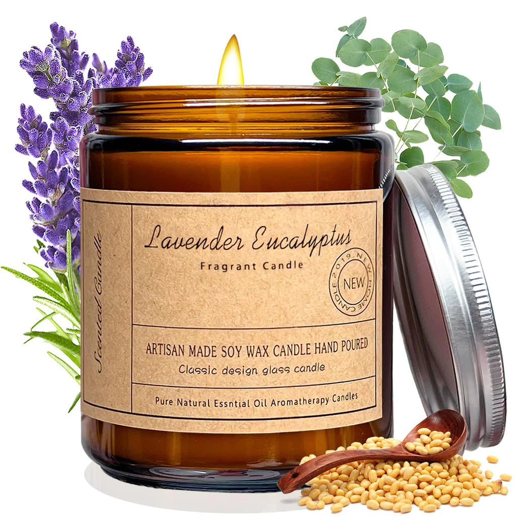 Scented Candles 7oz Lavender Eucalyptus Candles for Home Scented Aromatherapy Candle Soy Wax Candle Gifts for Women Stress Relief and Relax Gift Birthday Gifts Valentine Day Gifts