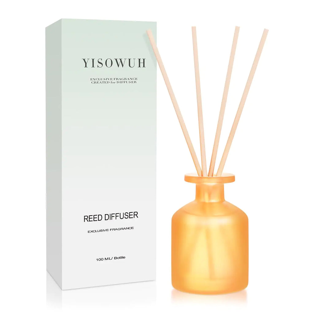 YISOWUH Reed Diffuser - Citrus 3.38oz (100ml) 1 Pack Essential Oil Reed Diffuser Set with 8 Sticks Long Lasting Fragrance for Home Bathroom Bedroom Room Decor